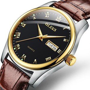3-1 - Men's Watches Leather Band Waterproof Luminous
